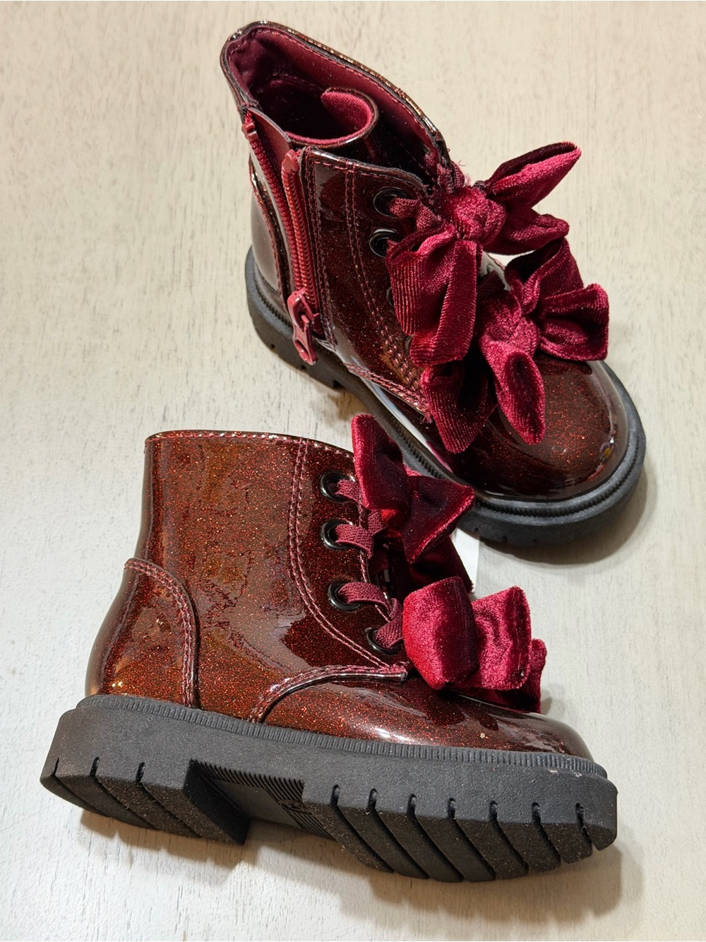 Cat & Jack 5 Toddler Burgundy Glitter Ankle Boots